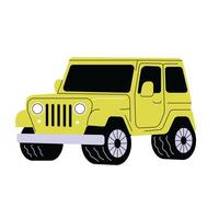 Off Road Yellow Car Flat Style Element vector