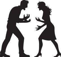 minimal Angry husband and wife couple quarreling, black color vector silhouette