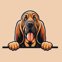 AI generated Bloodhound peeking face illustration vector