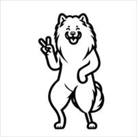 AI generated Confident Keeshond Peace Gesture Illustration Vector