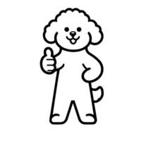 AI generated Bichon Frise Dog Happy Thumbs-Up illustration vector