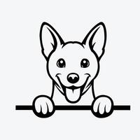 AI generated Black And White Basenji peeking face illustration vector