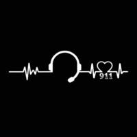 911 Dispatcher Heartbeat funny t-shirt design vector