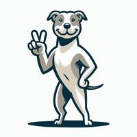 AI generated American Staffordshire Terrier Dog Peace Gesture isolated Illustration vector