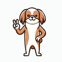 AI generated Japanese Chin Dog Peace Gesture Illustration vector