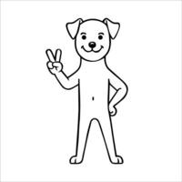 AI generated Confident Jack Russell Terrier Peace Gesture Illustration Vector