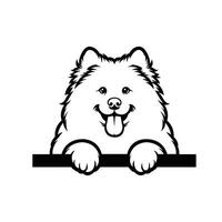 AI generated Black And White Samoyed dog peeking face Silhouette illustration vector