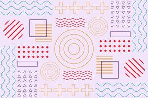 Abstract memphis geometric shapes background template vector