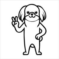 AI generated Confident Japanese Chin Peace Gesture Illustration Vector