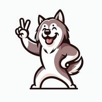 AI generated Alaskan Malamute Dog Peace Gesture Illustration vector