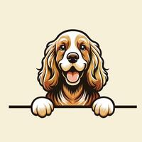 AI generated Clumber Spaniel dog peeking face isolated illustration vector