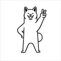 AI generated Confident Akita Peace Gesture Illustration Vector