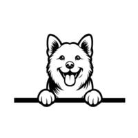 AI generated Black And White Canaan dog peeking face Silhouette illustration vector