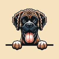 AI generated Boxerdoodle dog peeking face isolated Pro Vector