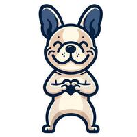 AI generated Joyful French Bulldog Heart Gesture illustration vector