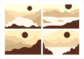 Boho Shape Silhouette Landscape Background Template Bundle vector