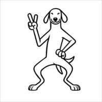 AI generated Confident Ibizan Hound Peace Gesture Illustration Vector