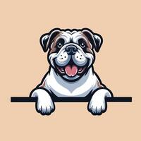 AI generated American Bulldog peeking face illustration vector