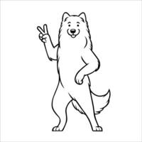 AI generated Confident Maremmano Sheepdog Peace Gesture Illustration Vector