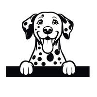 AI generated Black And White Dalmatian dog peeking face Silhouette illustration vector