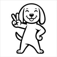 AI generated Confident Beagle Peace Gesture Illustration Vector