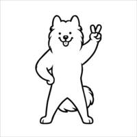 AI generated Confident Samoyed Peace Gesture Illustration Vector