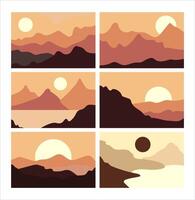 Boho Shape Silhouette Landscape Background Template Bundle vector