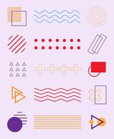 Abstract memphis geometric shapes background template vector