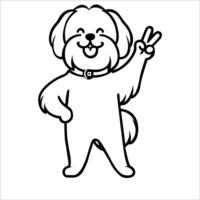 AI generated Confident Lhasa Apso Peace Gesture Isolated Illustration vector