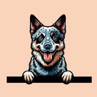 AI generated Australian Cattle dog peeking face isolated Pro Vector