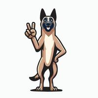 AI generated Belgian Shepherd Dog Peace Gesture Illustration vector