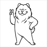 AI generated Confident Chow Chow Peace Gesture Illustration Vector