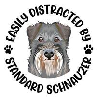 fácilmente distraído por estándar Schnauzer perro camiseta diseño Pro vector