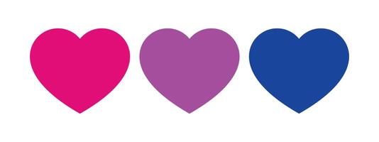 Pink, purple, and blue colored heart icon, as the colors of the bisexual flag. LGBTQI concept. Flat vector illustration.