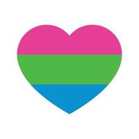 Pink, green, and blue colored heart icons, as the colors of the polysexual flag. LGBTQI concept. Flat design illustration. vector