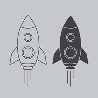 Rocket ship icons in flat design style. Startup business concept. Vector illustration.