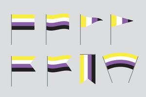Set of non-binary flag. LGBTQI concept. Flat vector illustration.