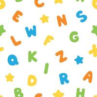 Colorful and playful English alphabet seamless pattern background. Back to school concept. vector