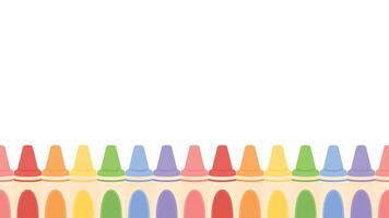 Cute pastel colored crayons seamless border background. Flat vector illustration. Back to school concept.