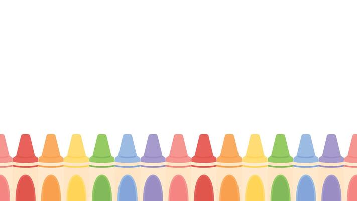 Cute pastel colored crayons seamless border background. Flat vector illustration. Back to school concept.