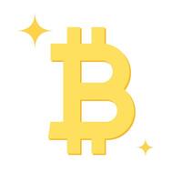 Gold bitcoin icon. Cryptocurrency, digital currency, business and finance concept. Flat design vector illustration.