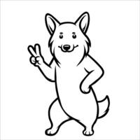 AI generated Confident Corgi Peace Gesture Illustration Vector