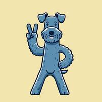 AI generated Kerry Blue Terrier Dog Peace Gesture isolated Illustration vector