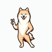 AI generated Finnish Spitz Dog Peace Gesture isolated Illustration vector