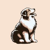 AI generated Australian Shepherd sitting looking up illustration vector