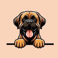 AI generated Mastiff dog peeking face isolated illustration vector