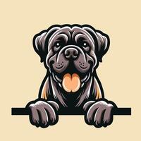 AI generated Cane Corso dog peeking face isolated illustration vector