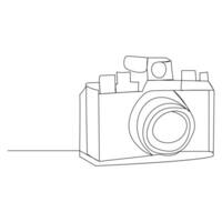 Continuous single line camera one line art drawing illustration art on camera vector