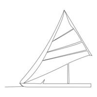 Continuous single line art drawing one line illustration art on Sailboat vector