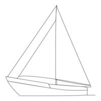 Continuous single line art drawing one line illustration art on Sailboat vector